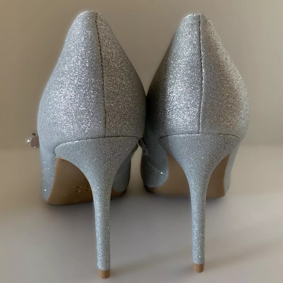 BCBGeneration Branda Silver Glitter Rhinestone Women's Heels - Picture 4 of 10